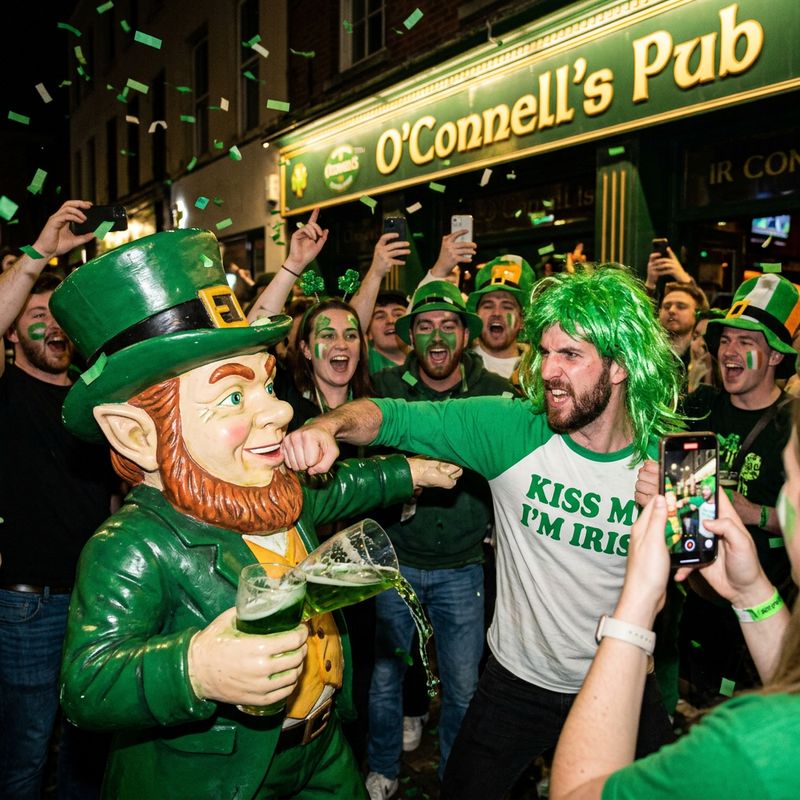 ☘️ Fistfighting a leprechaun statue outside a pub at 1 AM