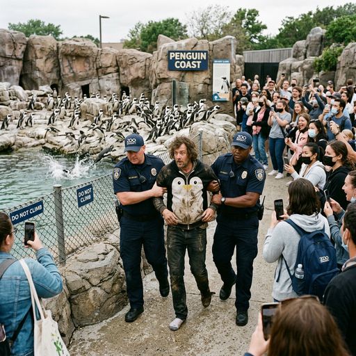 Escorted out of a zoo for breaking into the penguin enclosure